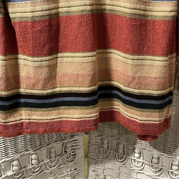 CHAPS Denim Womens Size S Linen Blend Cardigan Southwestern Striped Knit Sweater - Picture 6 of 16
